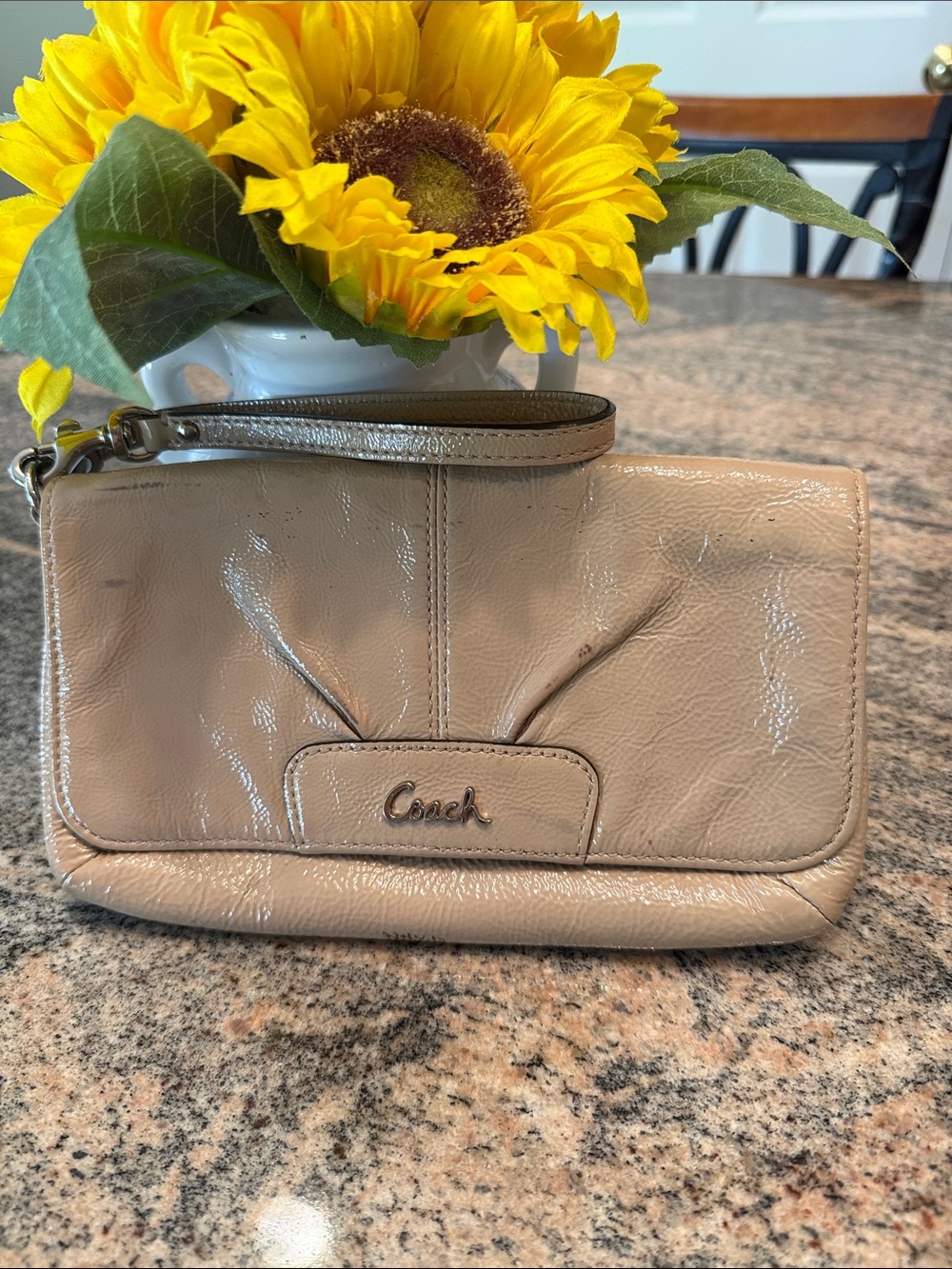 Coach Nude Patent Leather Wristlet Clutch